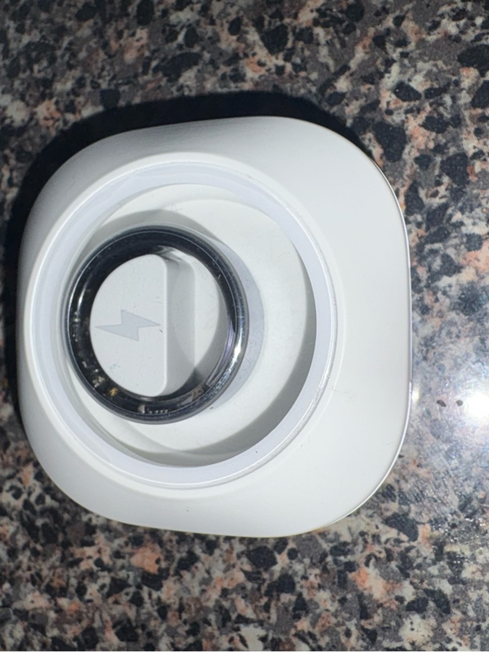 White Wireless Charging Dock with Lightning Symbol